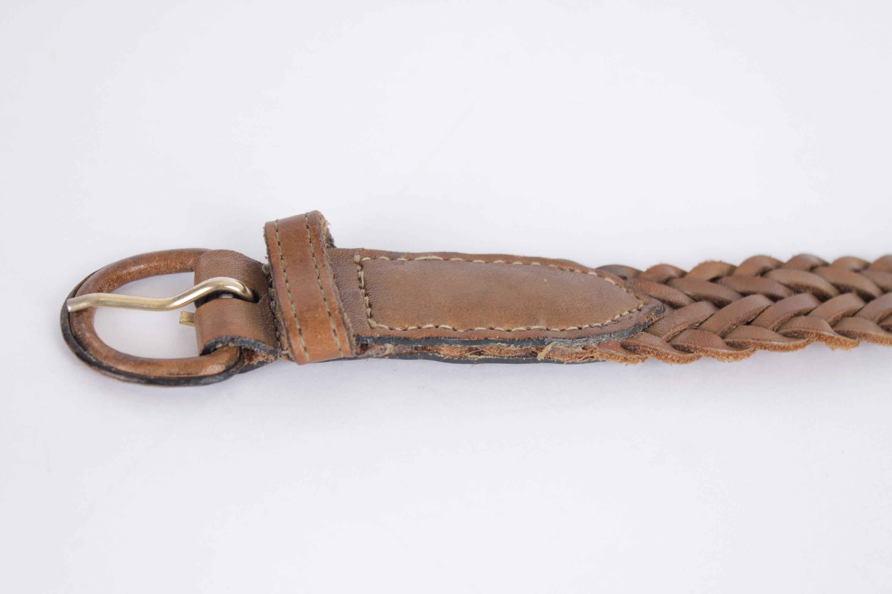 Vintage Braided Cognac Brown Leather Belt: Bohemian Style - Etsy display picture 2