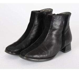 US6 Black Booties Vintage Leather Badass Zipper Boots for Women size EU36.5 UK4 US6