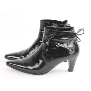 US6.5 Vintage Faux Glossy Black Leather Boots for Women size EU 37 UK 4.5 US 6.5