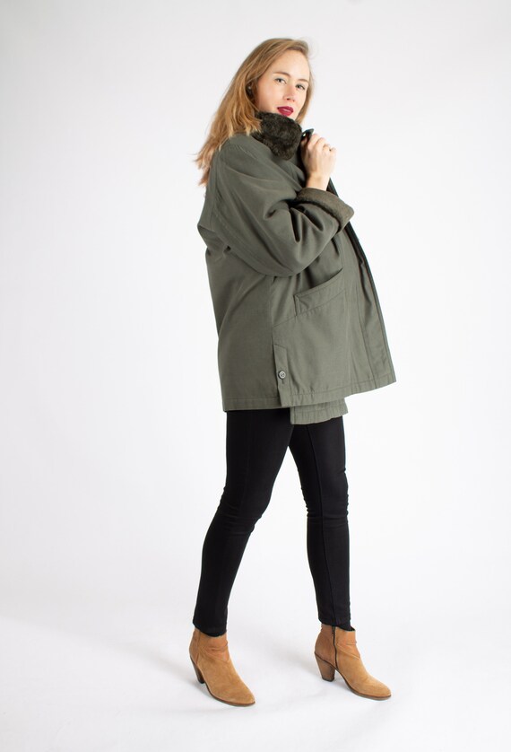 1970s Vintage Olive Green Longcoat Coat Trench To… - image 5
