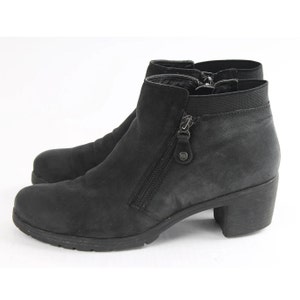 US9 Vintage Booties Black Leather with Zipper Boots for Women size EU39.5 / UK7 / US9