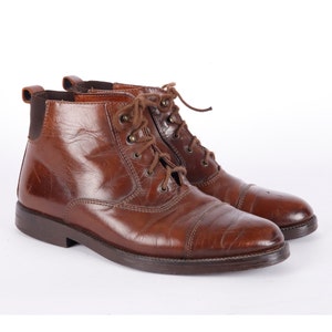 Bottines élégantes en cuir marron cognac vintage US10 pour hommes, chaussures vintage pour hommes, taille EU43 UK9.5 US10