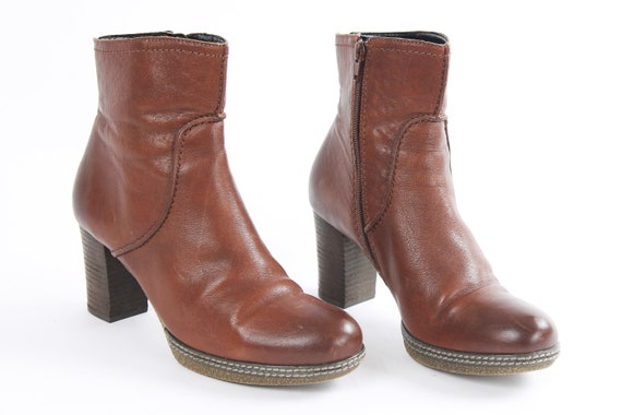 Verhogen Gietvorm het doel US7.5 Vintage Gabor Cognac Brown Block Heel Leather Boots for - Etsy