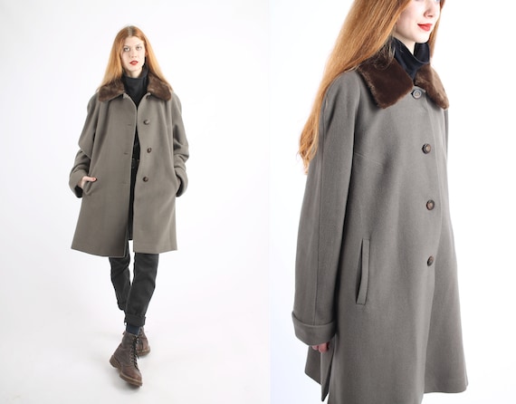 1970s Vintage Grey Wool Loden Greatcoat Overcoat … - image 1
