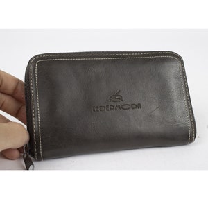 Cartera de cuero vintage Cartera de cuero genuino de Ledermoda negra Accesorio retro para mujer y hombre Idea de regalo con monedero