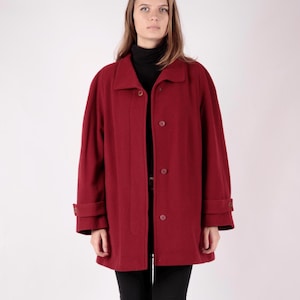 1970er Jahre Vintage Roter Mantel Mantel Topcoat Wolle Winter Herbst Mantel Jacke für Frauen