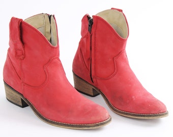 Red Ankle Boots - Etsy