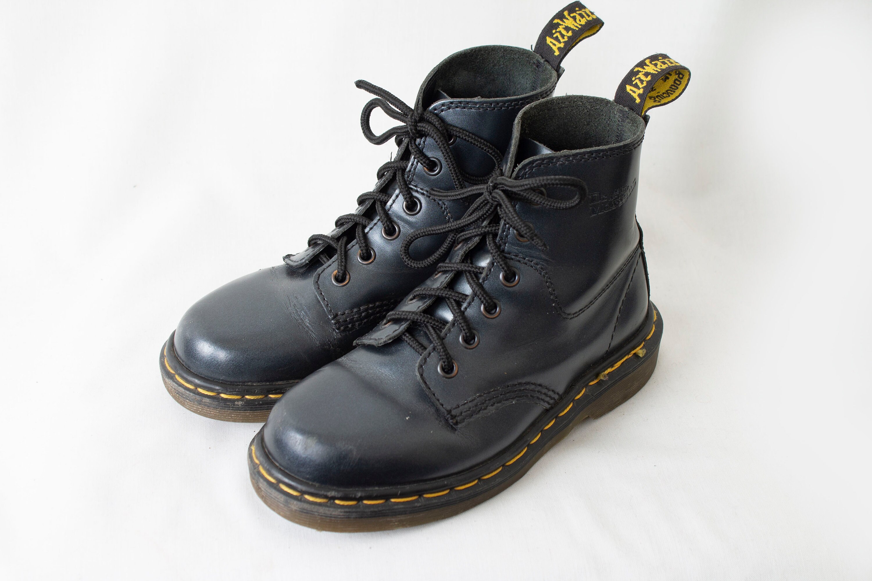 US4 Dr Martens Vintage Metallic Silver Blue Leather Doc Etsy