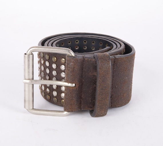 Vintage Brown Studded Leather Cowboy Belt: Western Style - Etsy display picture 1