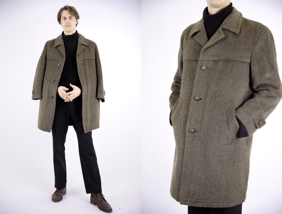 1970s Vintage Green Olive Wool Loden Longcoat Greatcoat Overcoat Autumn for Men Etsy