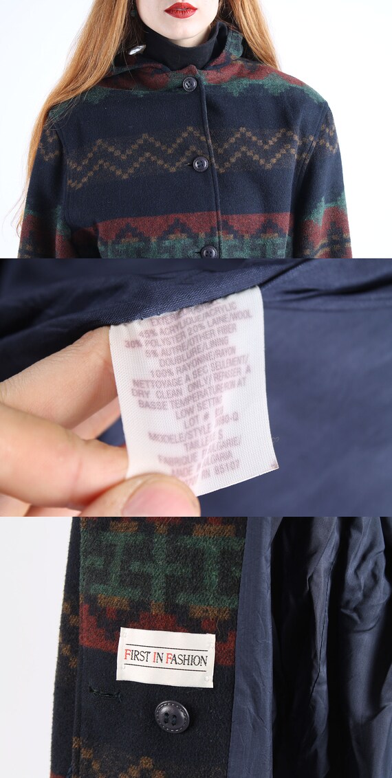 ジャケット 1970s Vintage Funky Colourful Decorated Patterned Warm Hooded Wool