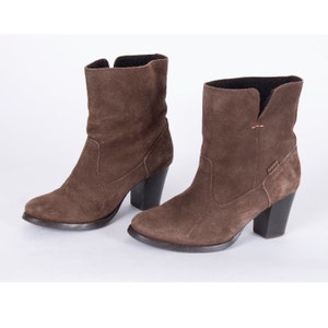 Vintage Levi Strauss Suede Booties: Brown Leather Ankle Boots US7.5