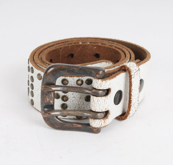 小物 vintage studs belt Vintage Studded Belt ZigZag Studs Real Leather | Women's