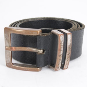 Vintage Black Leather Belt Sturdy Full Grain Rockstar Stage Indie Belt Buckle