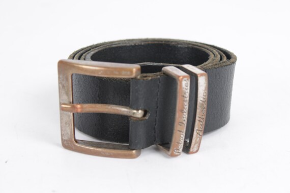 Vintage Black Leather Belt Sturdy Full Grain Rockstar Stage  display picture 3