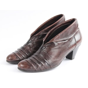 US6.5 Vintage Brown Leather Cuffed Ankle Boots for Women size EU 37 UK 4.5 US 6.5