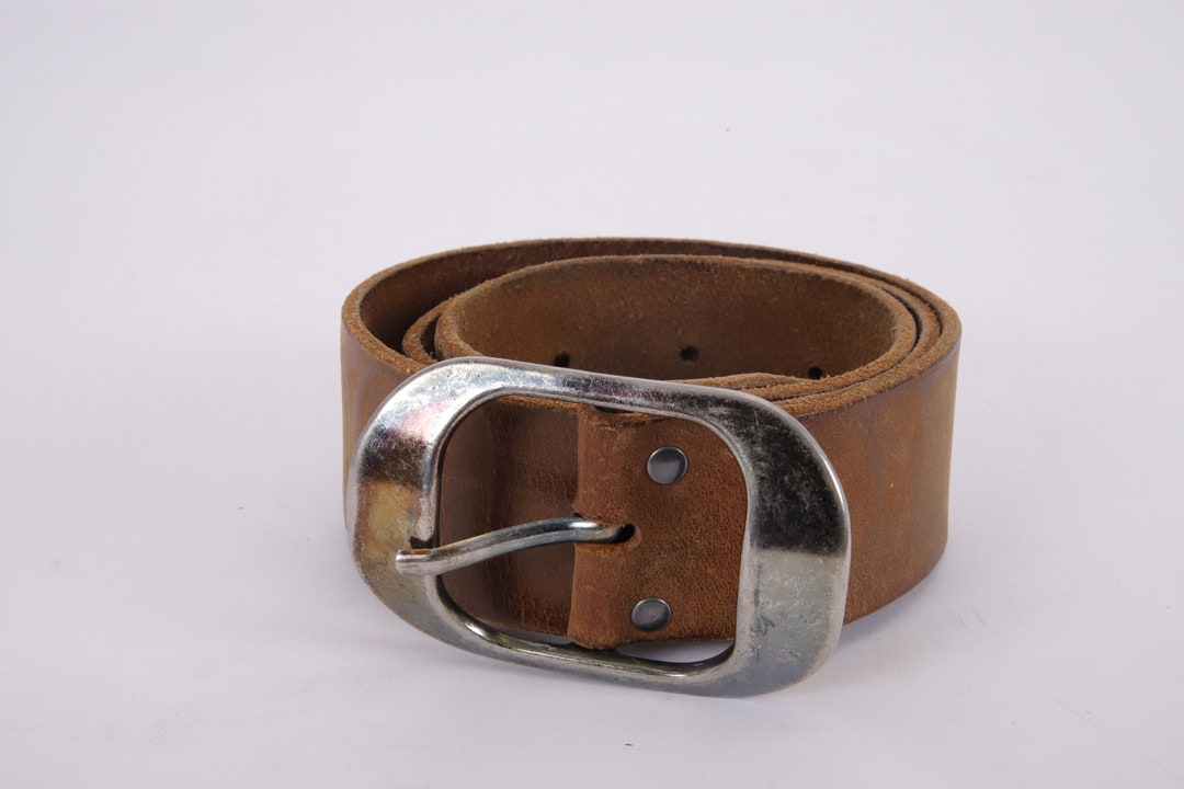 Brown Rough Grain Leather Large Oval Buckle Leather western Belt Size M/L Justin Girl main image 4