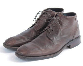 Vintage 90s Brown Leather Ankle Boots for Men - US9 / EU42