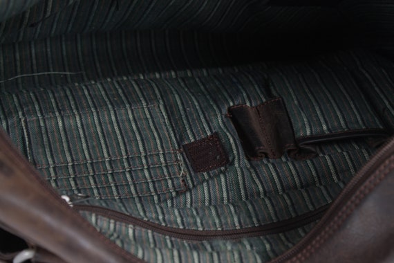 Vintage Brown Leather Weekend Bag Handbag Genuine… - image 7