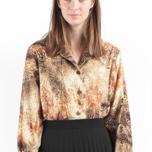 70s Vintage Summer Fierce Tiger Print Decorated Blouse for Women