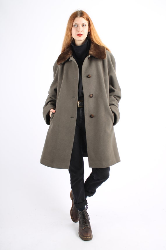 1970s Vintage Grey Wool Loden Greatcoat Overcoat … - image 2