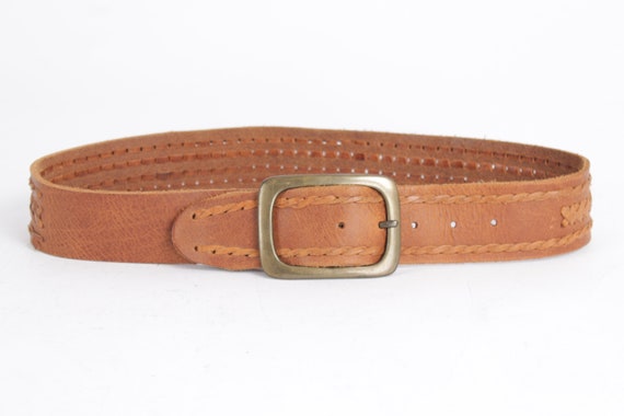 Vintage Brown Cognac Cowboy Decorated Interwoven … - image 2