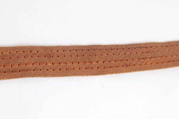 Vintage Brown Cognac Cowboy Decorated Interwoven … - image 7