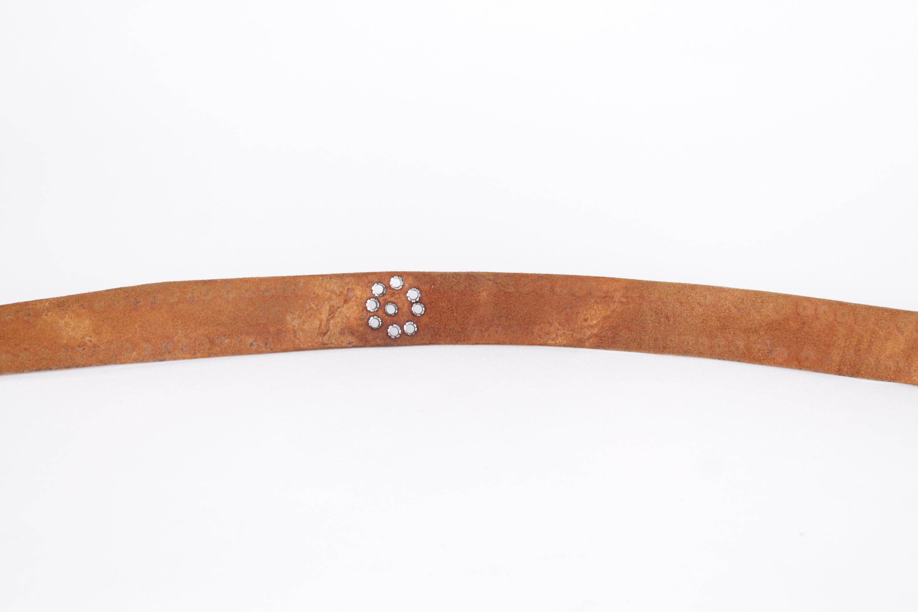 Vintage Studded Leather Belt: Bohemian Cognac Brown Cowboy  display picture 3