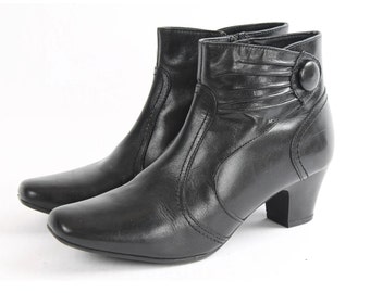 US10.5 Vintage Booties Black Leather Boots for Women size EU 41 UK 8.5 US 10.5