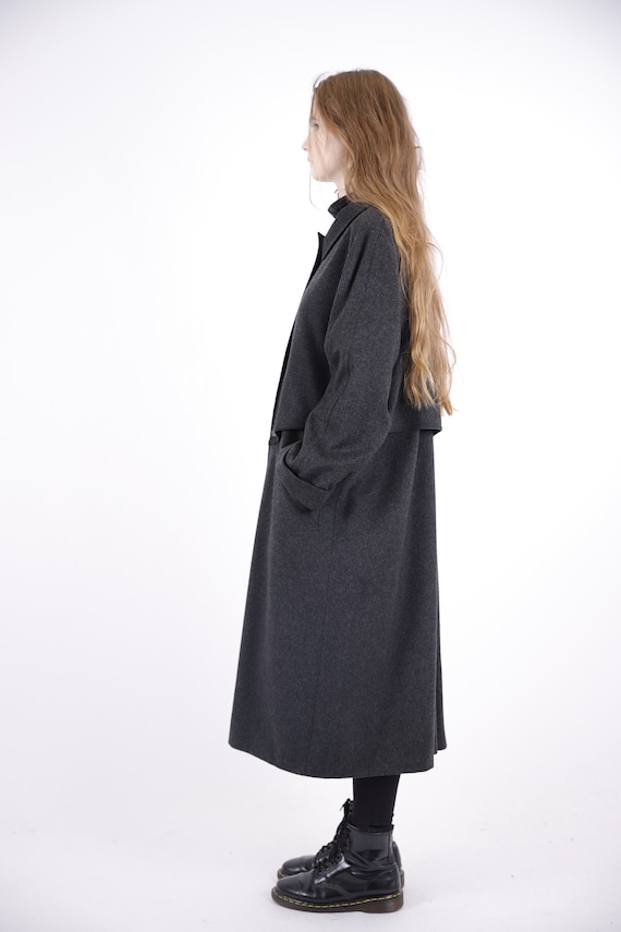 1970s Vintage Grey Wool Loden Greatcoat Overcoat … - image 8