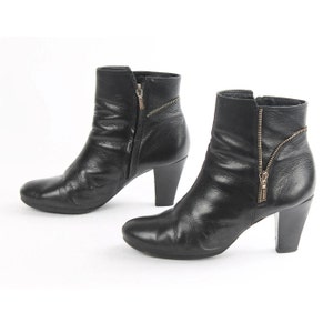 US10.5 Vintage Black Supple Leather Zipper Boots for Women size EU41 UK8.5 US10.5