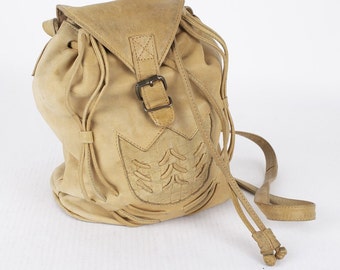 Vintage Boho Vollkorn Cognac Beige Echtes Leder Tote Bag Schulter Crossbody Tasche Lässige Geldbörse Bag Leder 90er Jahre Tasche für Frauen