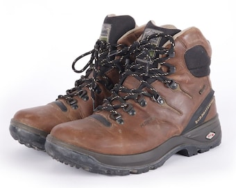 Botas de senderismo vintage de cuero marrón: botas de montañismo, talla US8 EU41