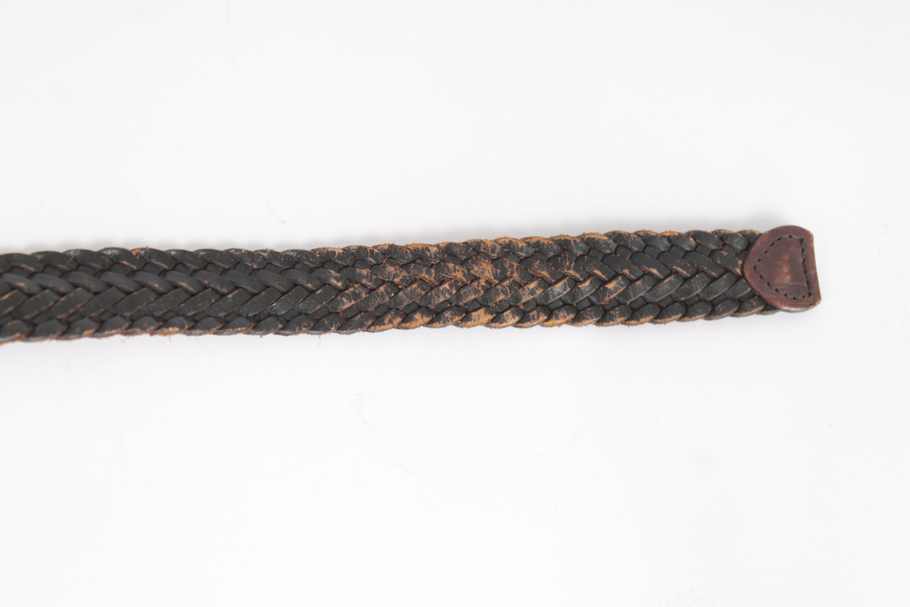Bohemian‎ Genuine Leather Black Open Weave Link Belt Brass Buckle Size S/M Boho New Brown Leather Link Belt w/ Brass Buckle Boho Womens Sz  main image 2