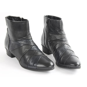 US6.5 Vintage Black Layered Leather Boots for Women size EU 37 UK 4.5 US 6.5