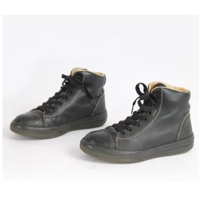 US6.5 Vintage Ankle Boots Black Work Steel Sneakers Nose Leather for Women size EU 37 UK 4.5 US 6.5