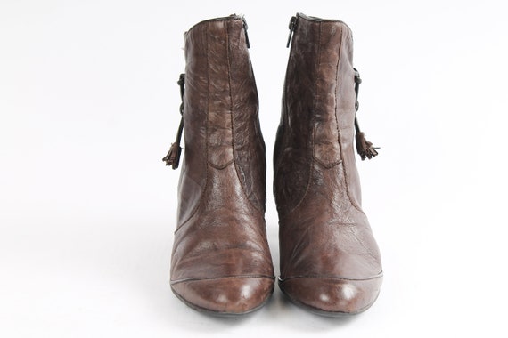 US8.5 Vintage Brown Leather Elegant Ankle Boots f… - image 3