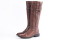US6.5 Brown Cognac High Calf Leather Belted Buckle Boots Vintage Booties Zipper for Women size EU 37 UK 4.5 US 6.5 product logo