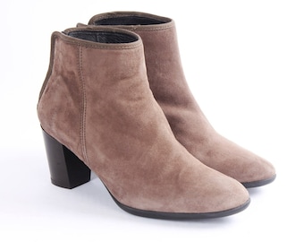 Vintage Brown Suede Block Heel Boots: Made in Italy (US 6.5 / EU 37)