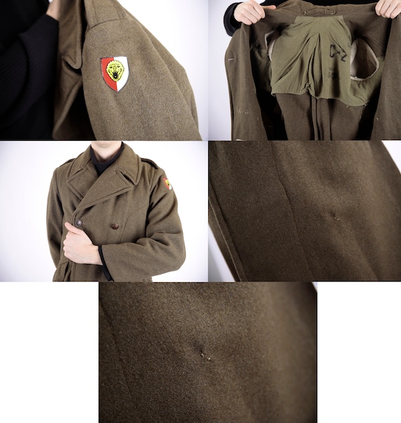 1950s Vintage Olive Military Grade Coat Belgian Royal Heavy