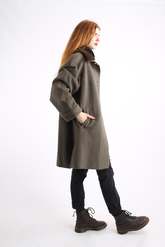 1970s Vintage Grey Wool Loden Greatcoat Overcoat … - image 4