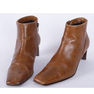 Vintage Cognac Brown Leather Ankle Boots - EU37 / US6.5