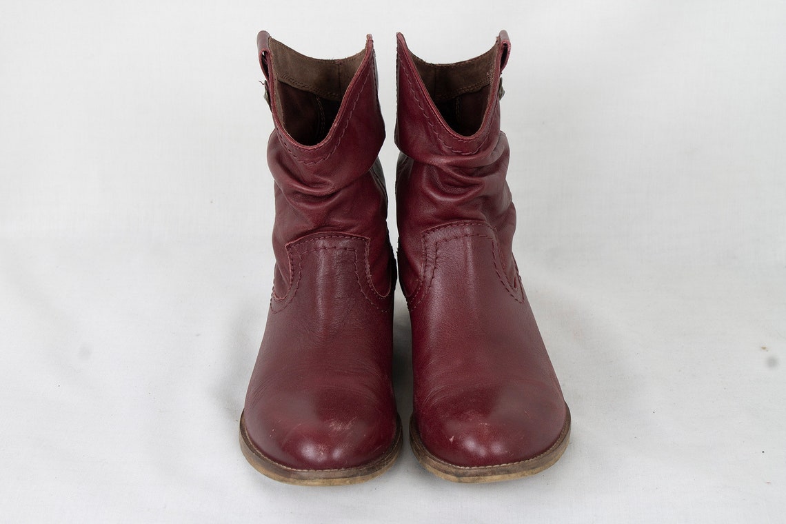 flat burgundy ankle boots