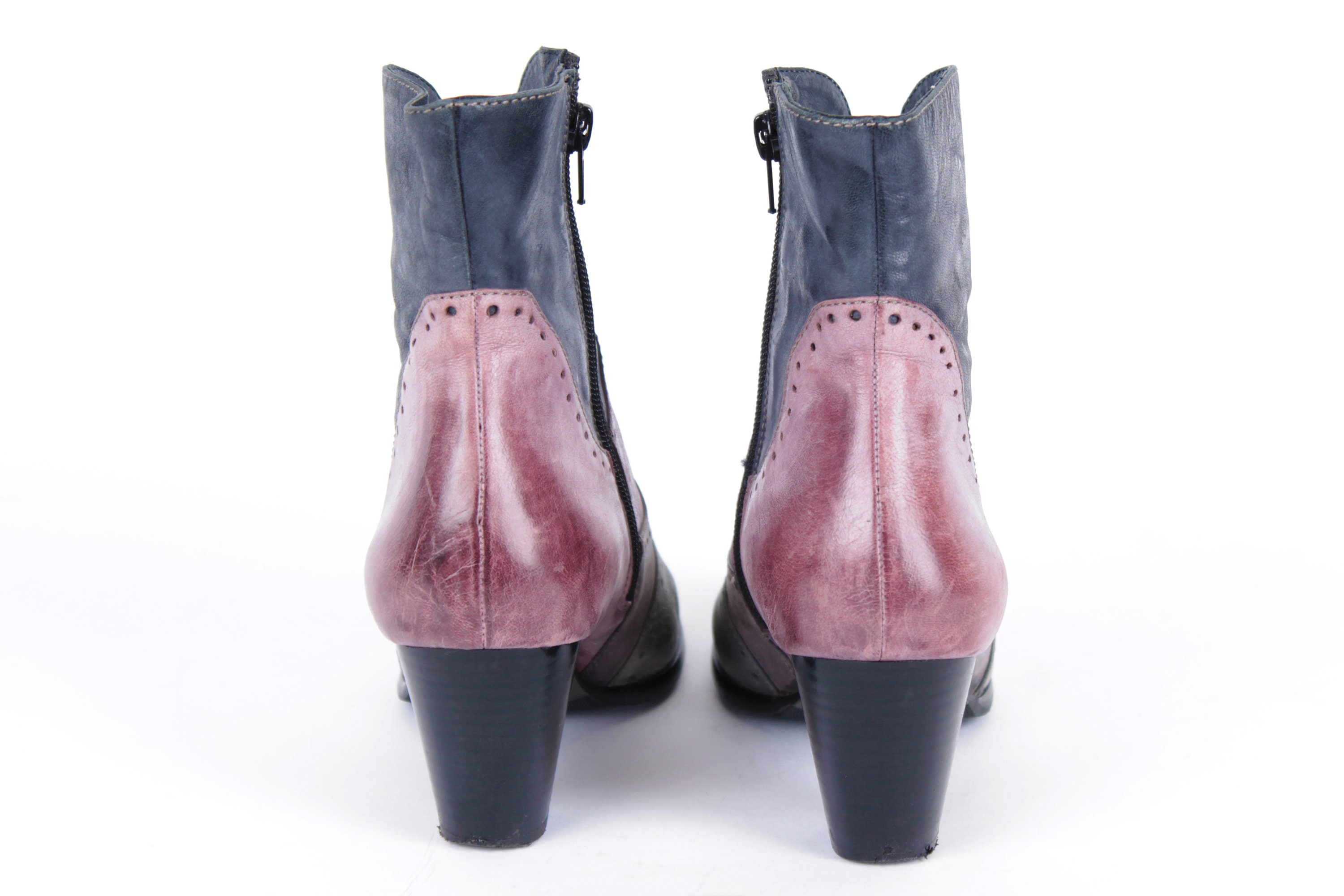 US5.5 Colorful Ankle Boots Vintage Pink Booties Olive Leather Etsy UK