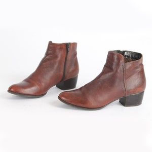 Vintage Brown Leather Ankle Boots - Women&#39;s US7.5 / EU38