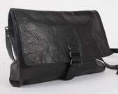 Vintage Full Grain Black Genuine Leather Bag High Grade Leather Shoulder Bag Medium Courier Travel Briefcase Messenger Bag 80s