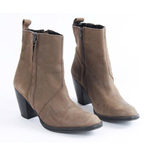 US9 Vintage Brown Leather Zipper Ankle Boots Elegant for Women size UK 7 EU 40 US 9