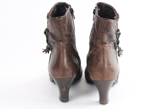 US8.5 Vintage Brown Leather Elegant Ankle Boots f… - image 5
