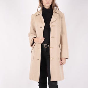 1970s Vintage Beige Winter Wool Winter Autumn Topcoat Coat Greatcoat for Women