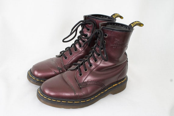 Us6 Vintage Dr Martens Lila Glanzende Leder Doc Martens Etsy